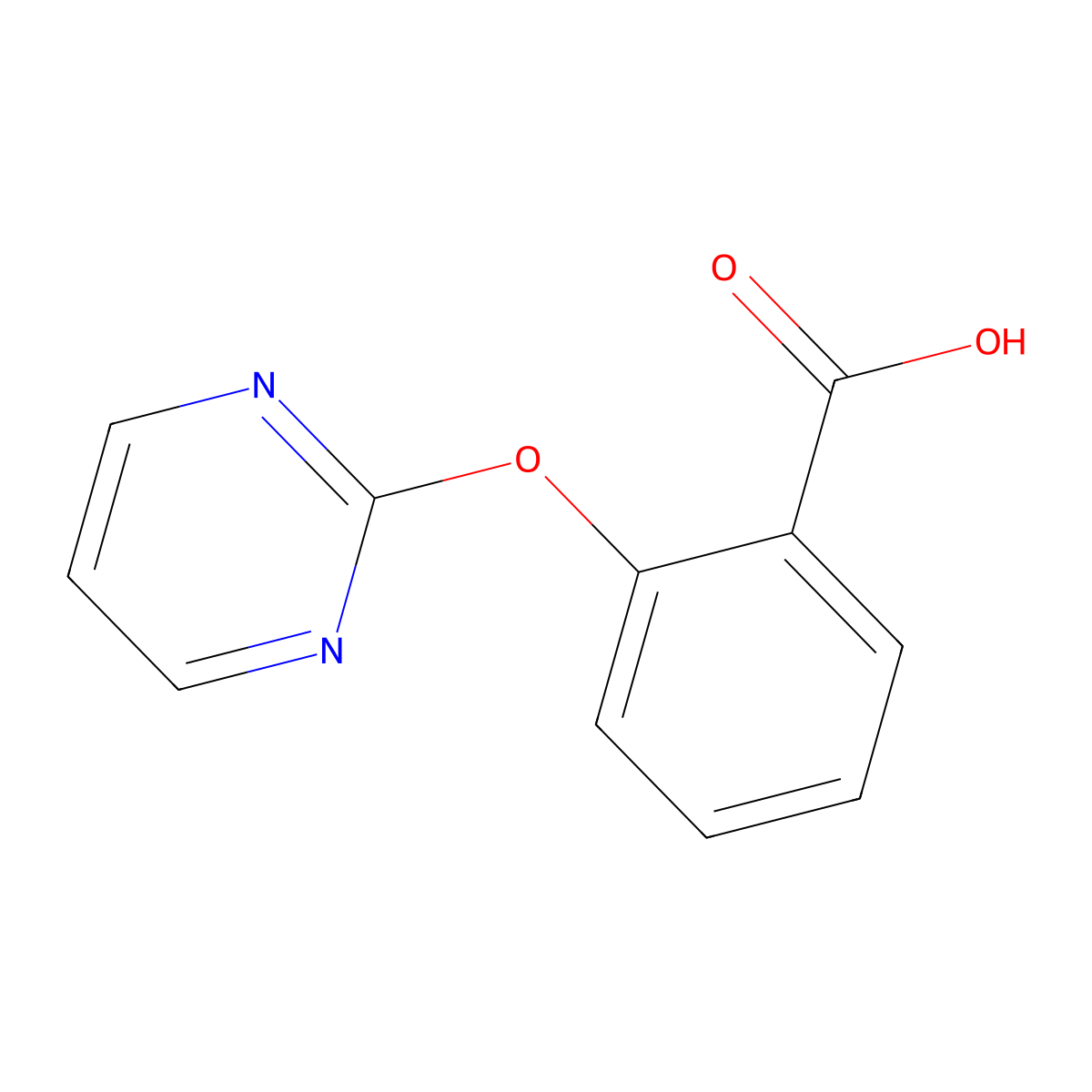 2-(Pyrimidin-2-yloxy)benzoic acid molecular structure, CAS 160773-23-9