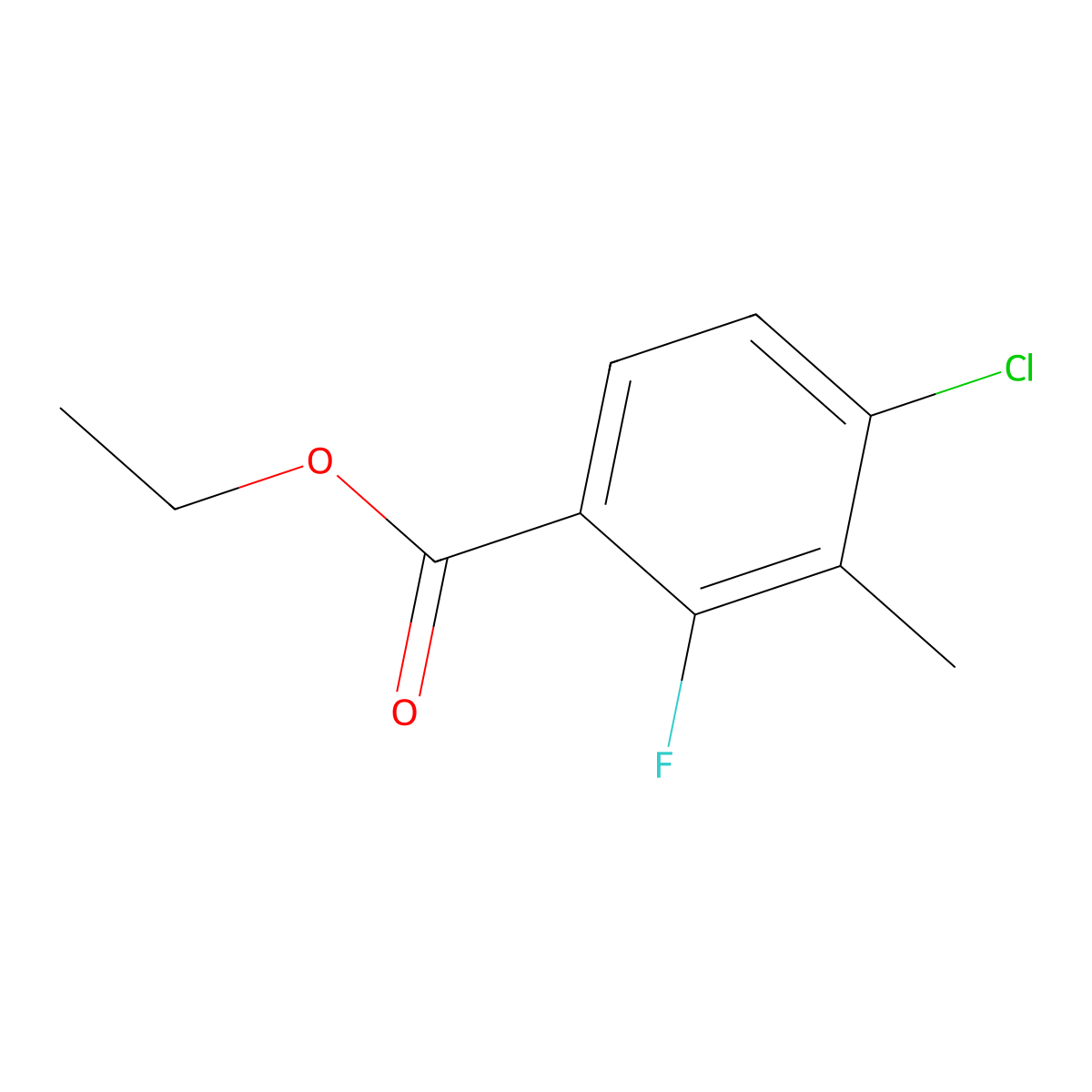 Ethyl 4-chloro-2-fluoro-3-methylbenzoate molecular structure, CAS 160775-27-9