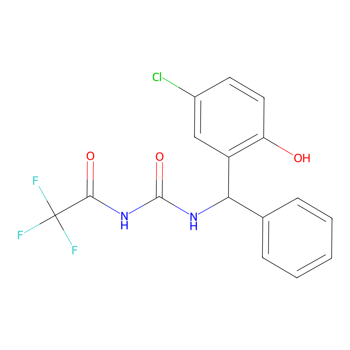 N-((((5-Chloro-2-hydroxyphenyl)phenylmethyl)amino)carbonyl)-2,2,2-trifluoroacetamide molecular structure, CAS 160776-86-3
