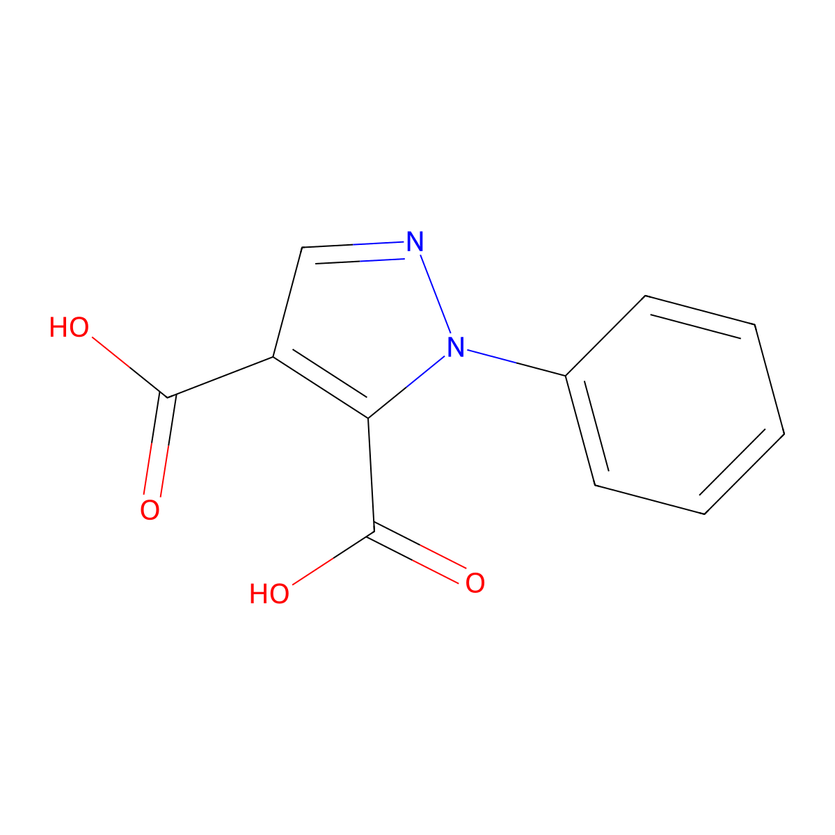 1-Phenyl-1H-pyrazole-4,5-dicarboxylic acid molecular structure, CAS 16078-70-9