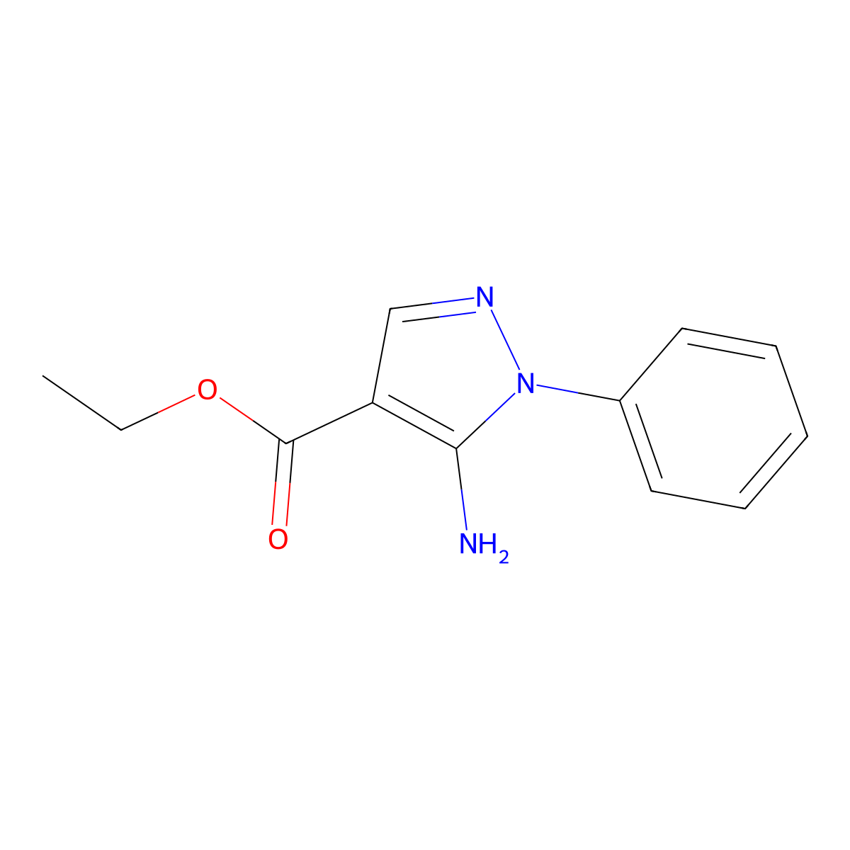 Ethyl 5-amino-1-phenyl-1H-pyrazole-4-carboxylate molecular structure, CAS 16078-71-0