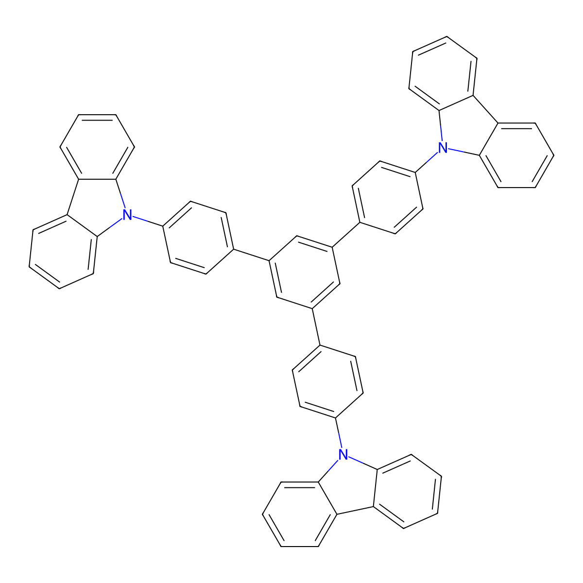 1,3,5-Tris[4-(9-carbazolyl)phenyl]benzene molecular structure, CAS 160780-82-5