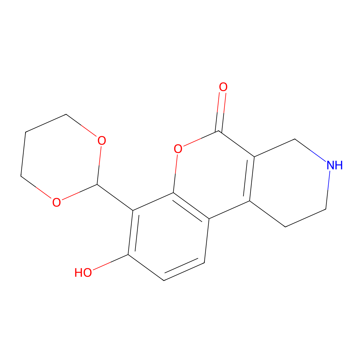 7-(1,3-Dioxan-2-yl)-1,2,3,4-tetrahydro-8-hydroxy-5H-[1]benzopyrano[3,4-c]pyridin-5-one molecular structure, CAS 1607803-67-7