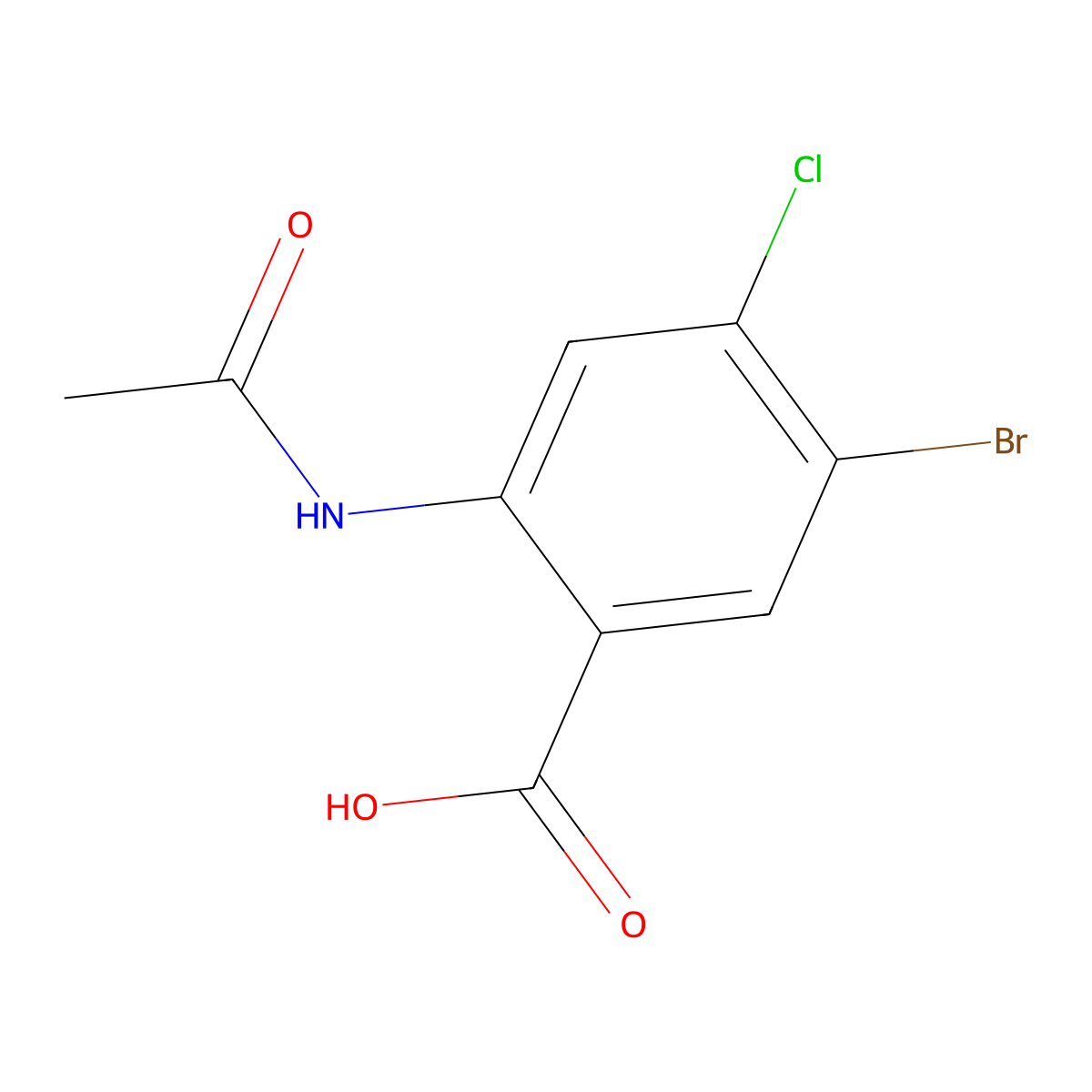 2-Acetamido-5-bromo-4-chlorobenzoic acid molecular structure, CAS 1607828-44-3