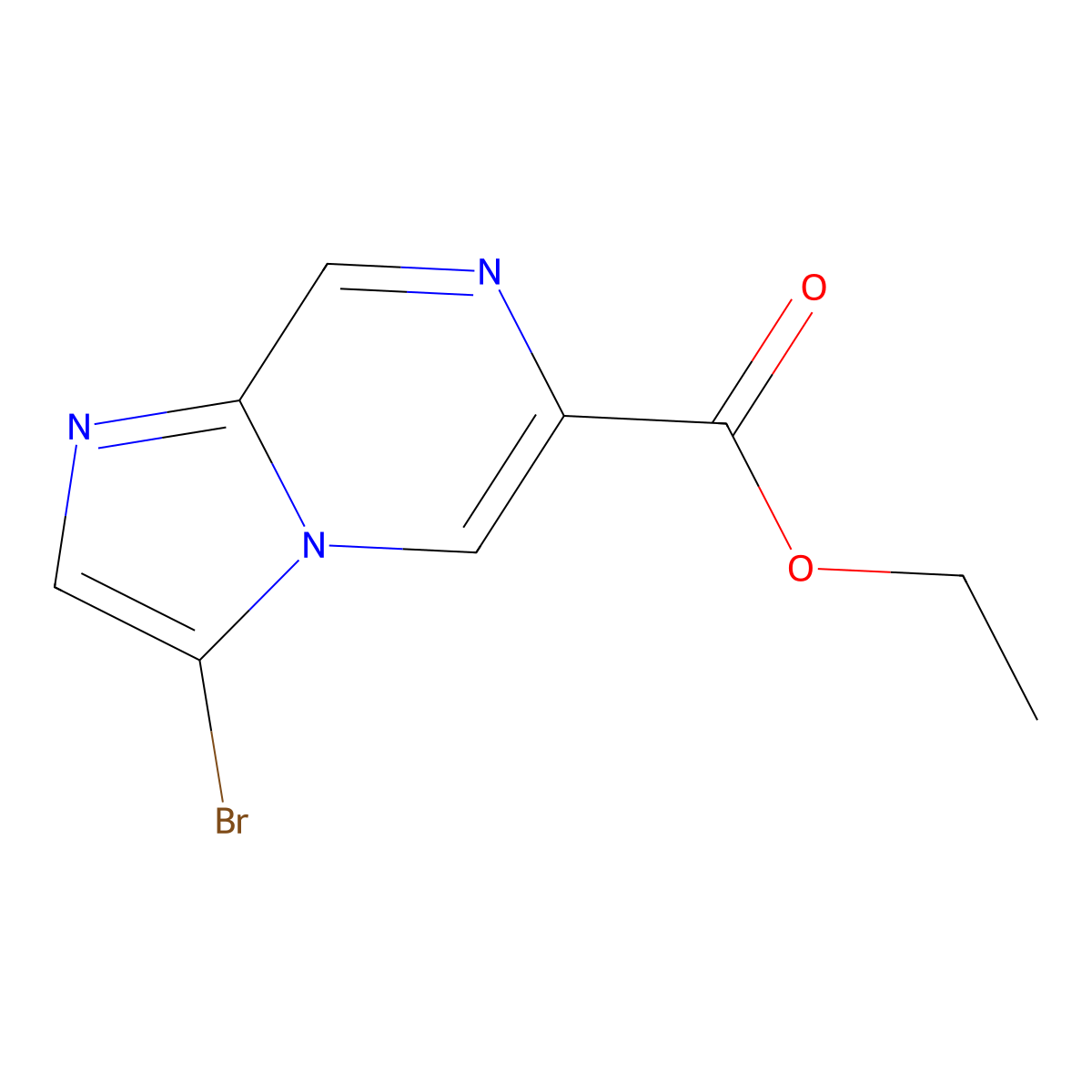 Ethyl 3-bromoimidazo[1,2-a]pyrazine-6-carboxylate molecular structure, CAS 1607829-61-7