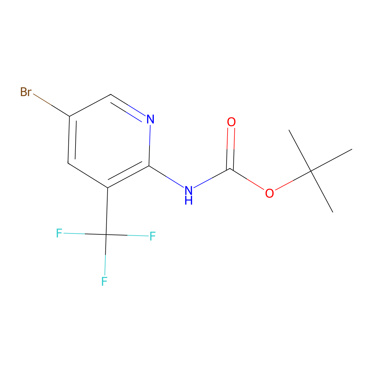 tert-Butyl (5-bromo-3-(trifluoromethyl)pyridin-2-yl)carbamate molecular structure, CAS 1607838-08-3