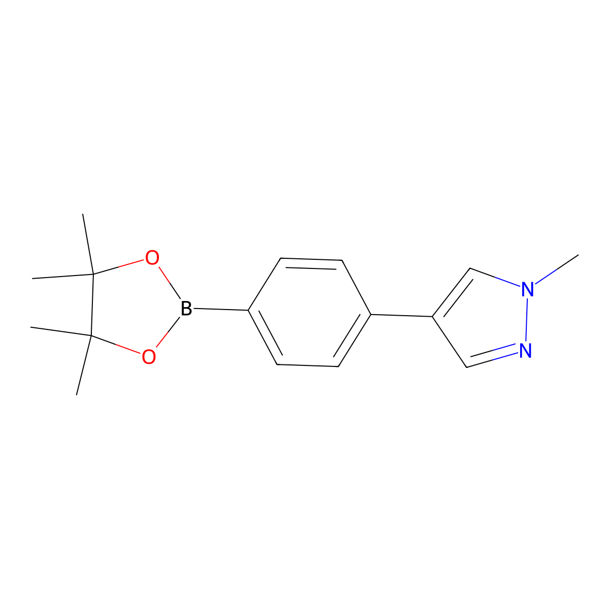 1-Methyl-4-(4-(4,4,5,5-tetramethyl-1,3,2-dioxaborolan-2-yl)phenyl)-1H-pyrazole molecular structure, CAS 1607838-14-1