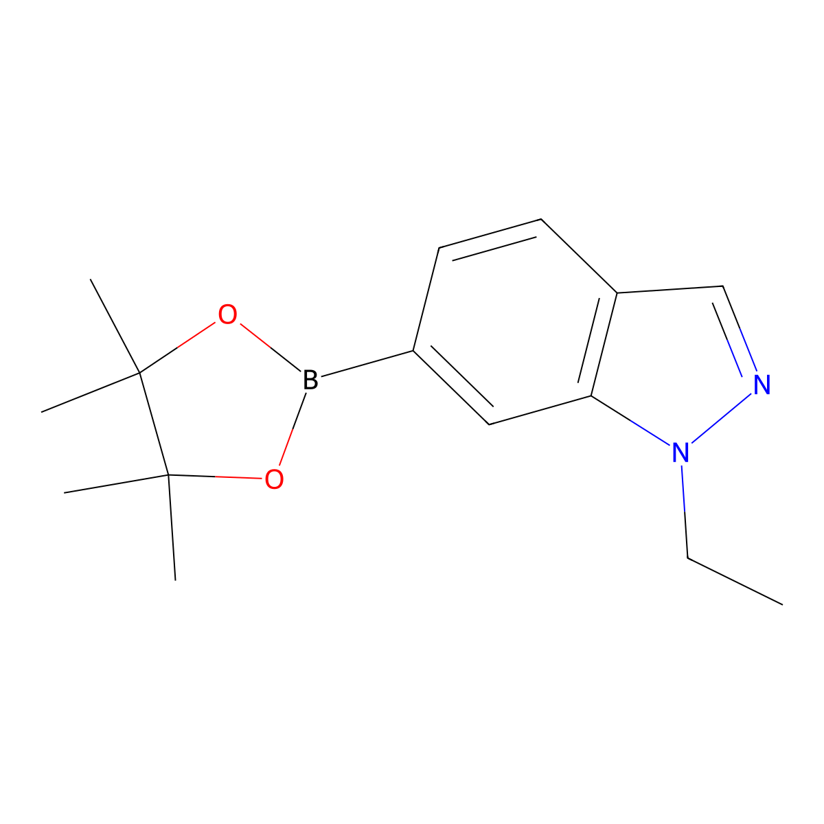 1-Ethyl-6-(4,4,5,5-tetramethyl-1,3,2-dioxaborolan-2-yl)-1H-indazole molecular structure, CAS 1607838-36-7