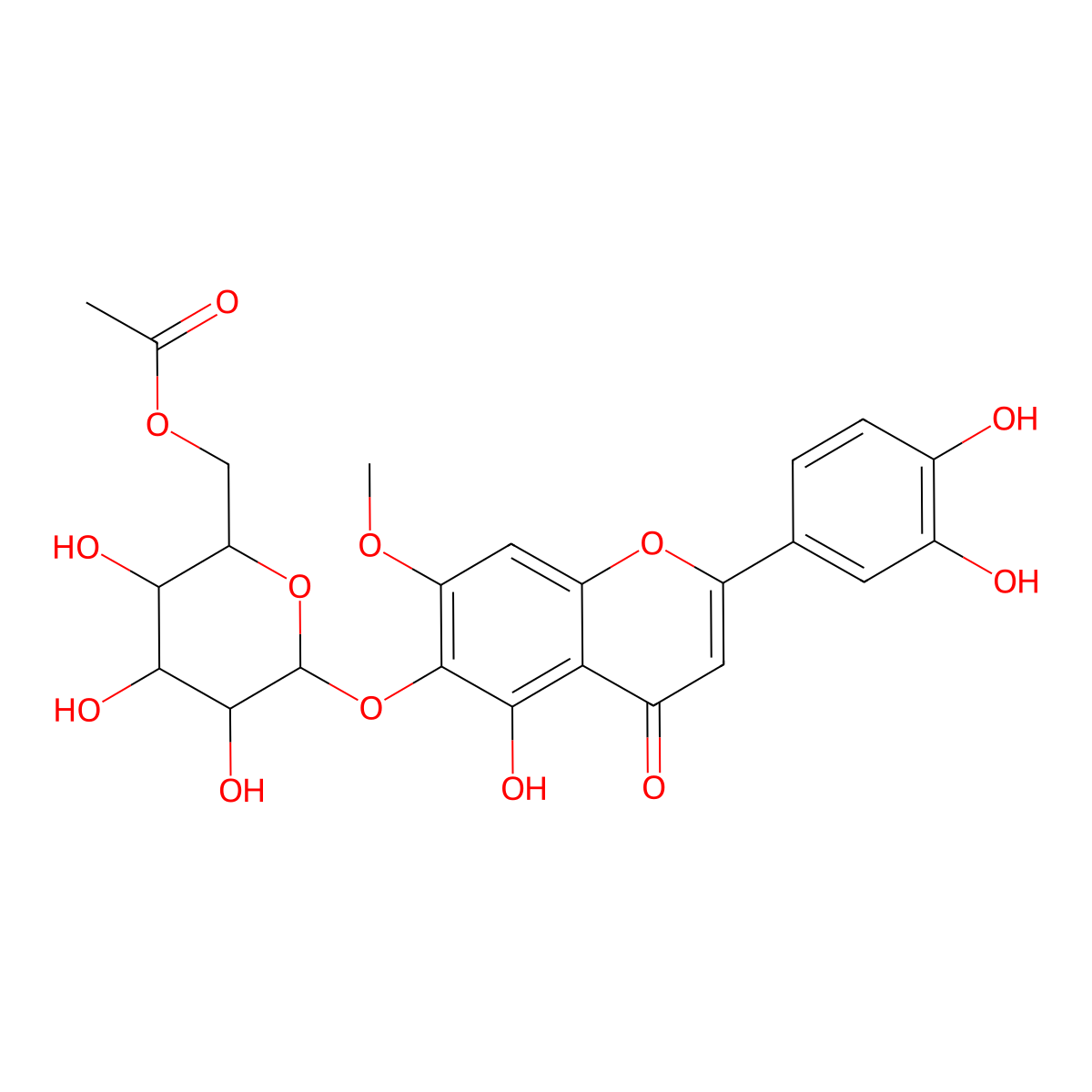 Pedaliin 6''-acetate molecular structure, CAS 160789-41-3