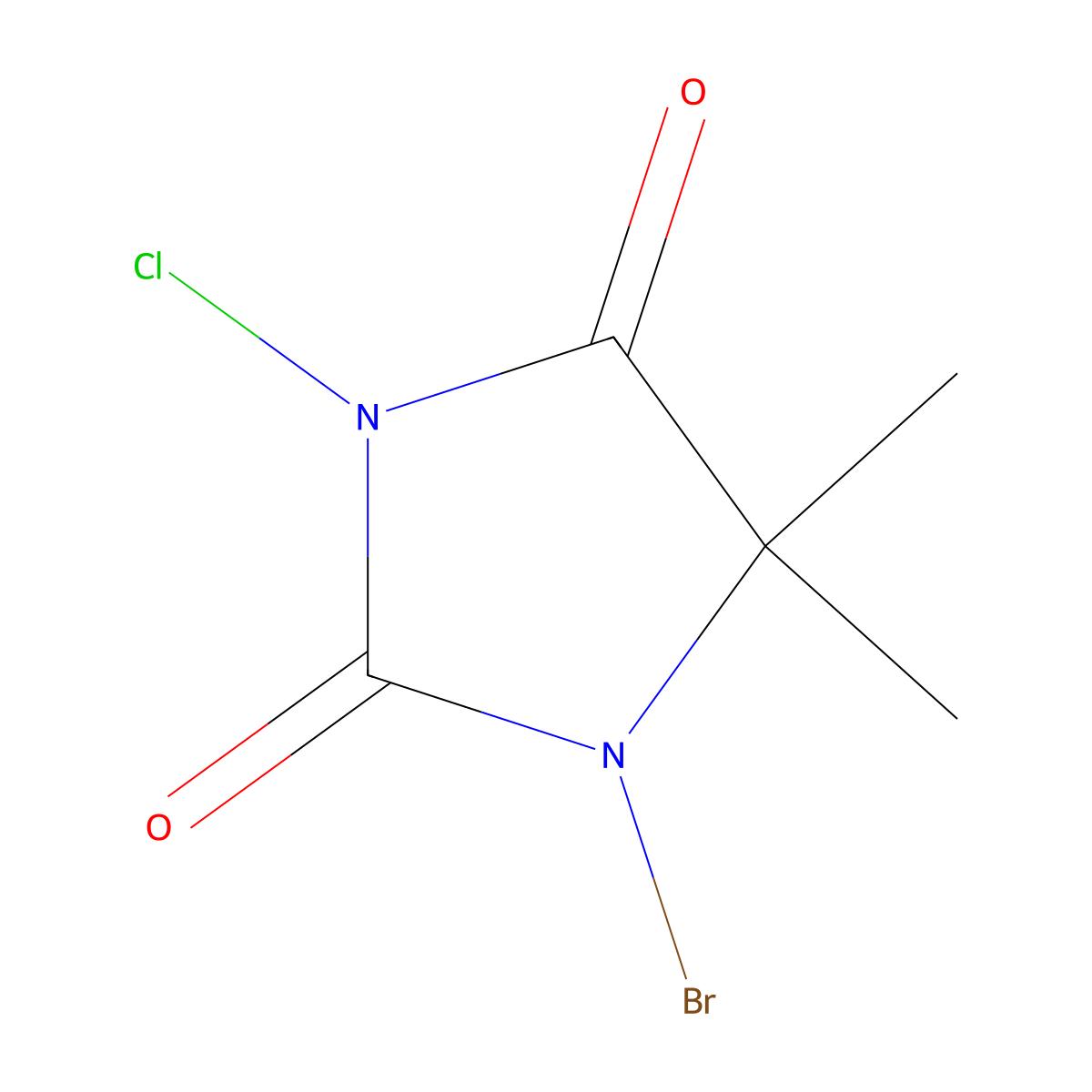 1-Bromo-3-chloro-5,5-dimethylhydantoin molecular structure, CAS 16079-88-2
