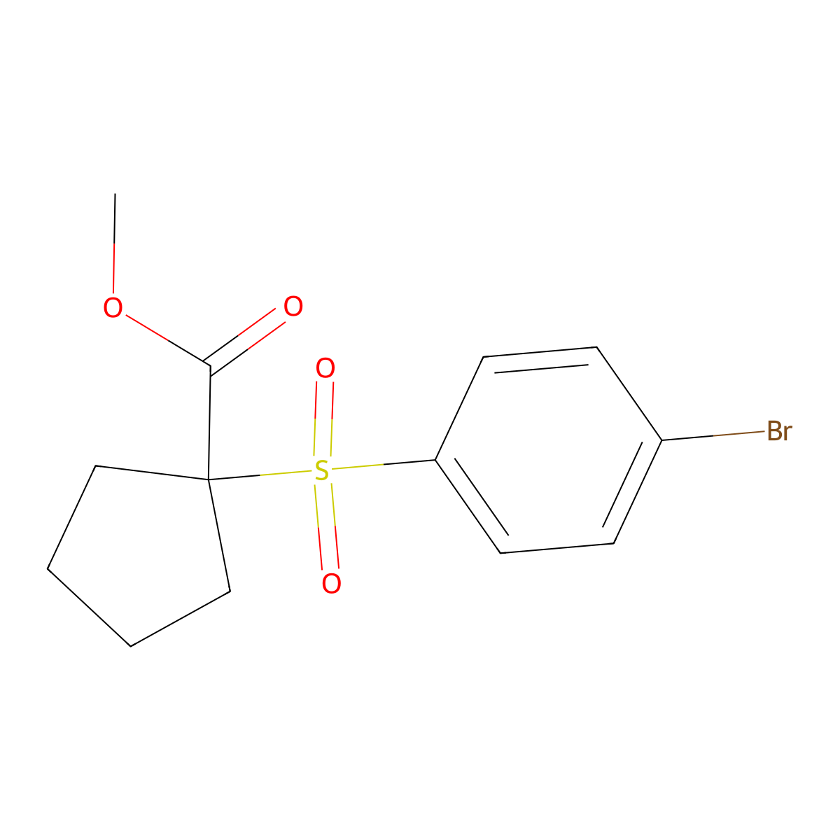 Cyclopentanecarboxylic acid, 1-((4-bromophenyl)sulfonyl)-, methyl ester molecular structure, CAS 160790-07-8