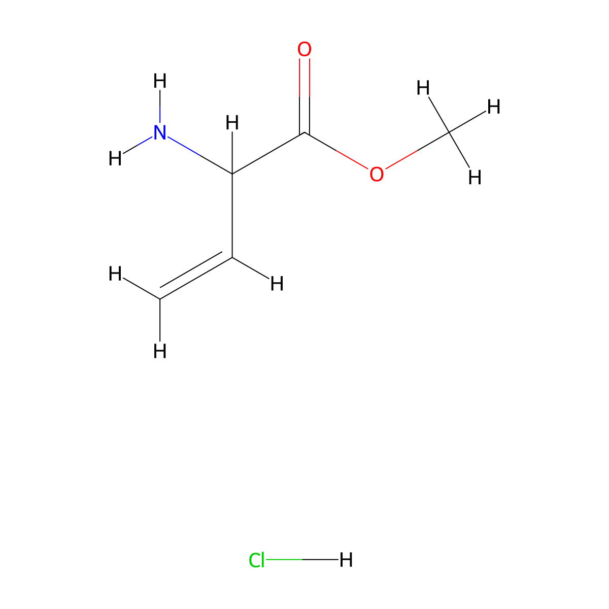 Methyl 2-aminobut-3-enoate hydrochloride molecular structure, CAS 160796-90-7