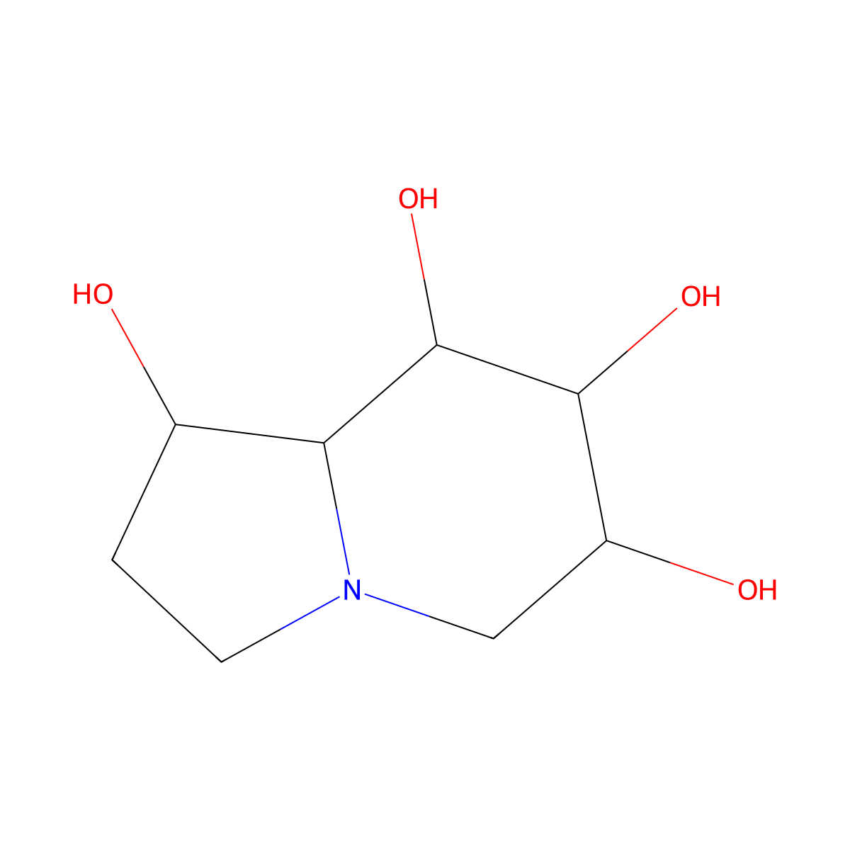 (1S,6R,7R,8R,8AS)octahydro-1,6,7,8-indolizinetetrol molecular structure, CAS 160798-21-0
