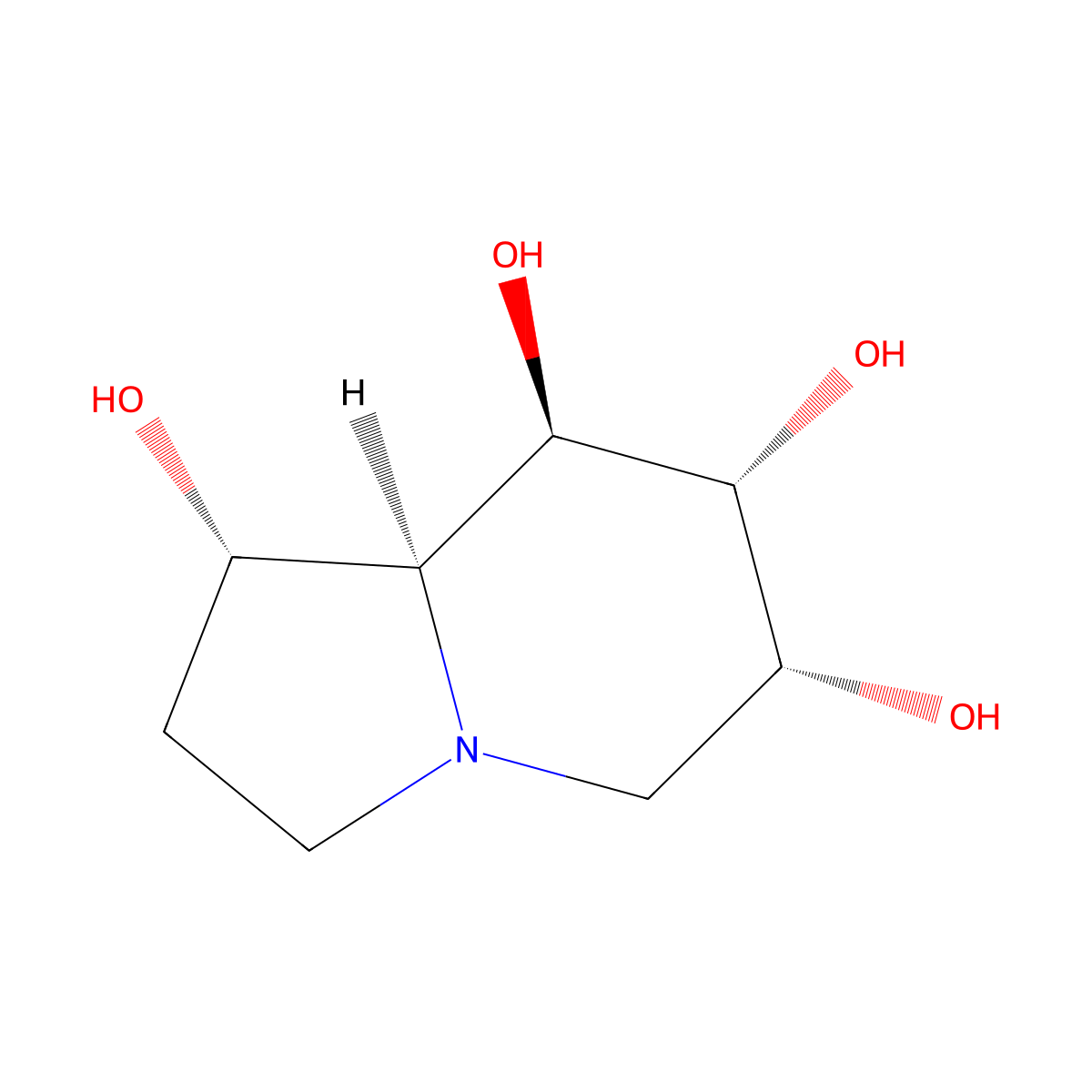(1S,6R,7R,8R,8AS)octahydro-1,6,7,8-indolizinetetrol molecular structure, CAS 160798-21-0