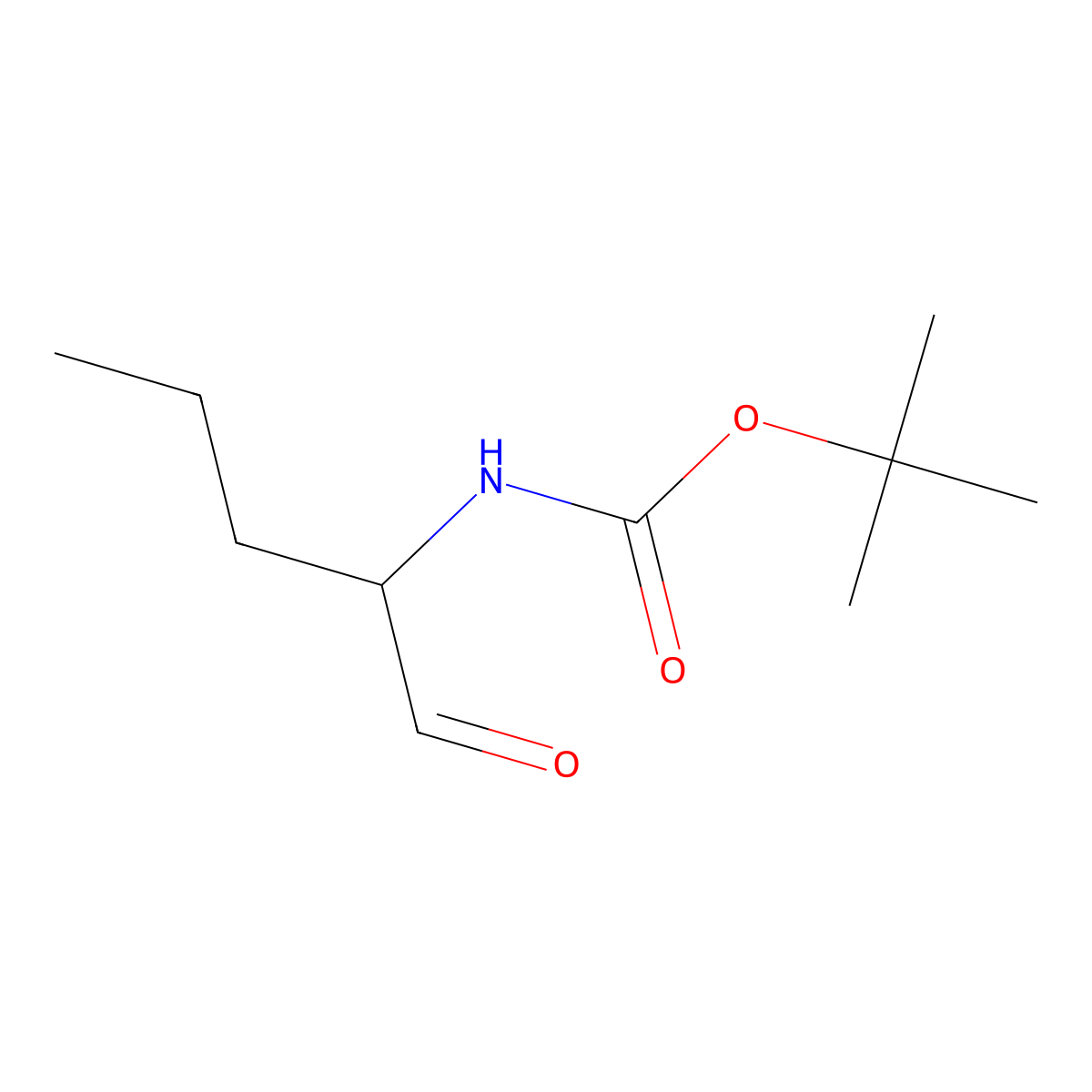 tert-butyl N-((2S)-1-oxopentan-2-yl)carbamate molecular structure, CAS 160801-74-1