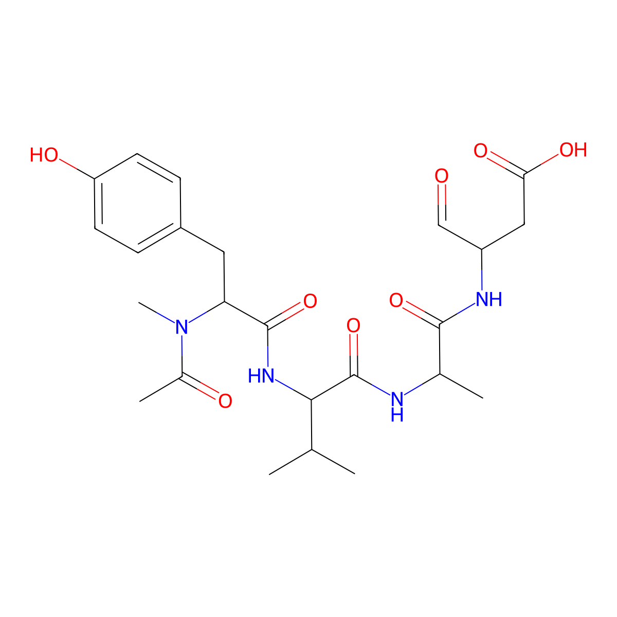 Ac-N-Me-Tyr-Val-Ala-Asp-aldehyde (pseudo acid) molecular structure, CAS 160806-26-8