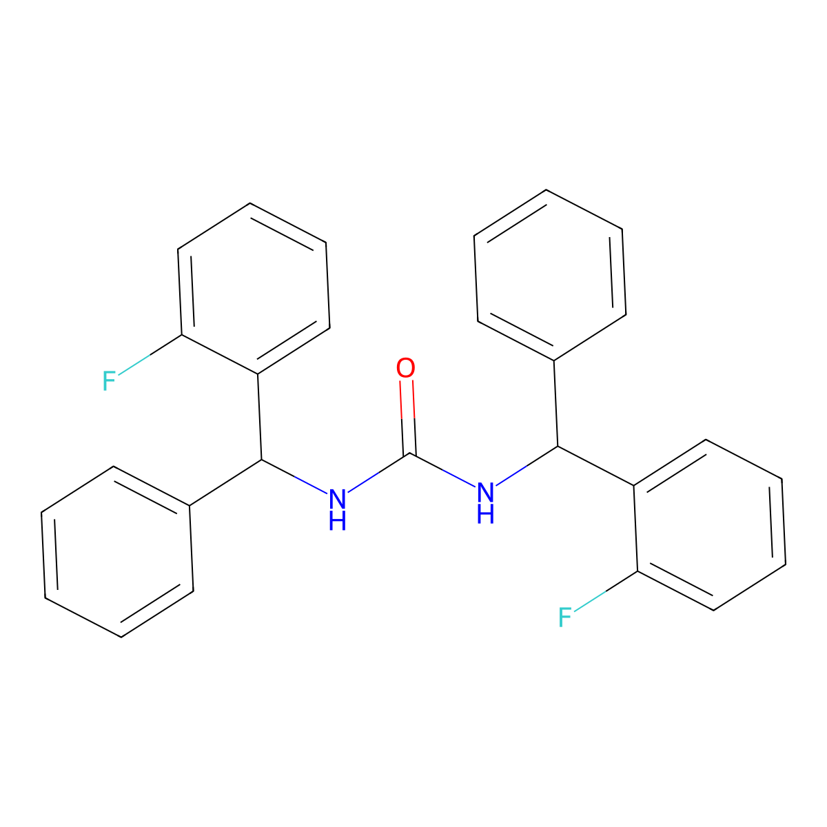 Urea, N,N'-bis((2-fluorophenyl)phenylmethyl)- molecular structure, CAS 160807-80-7