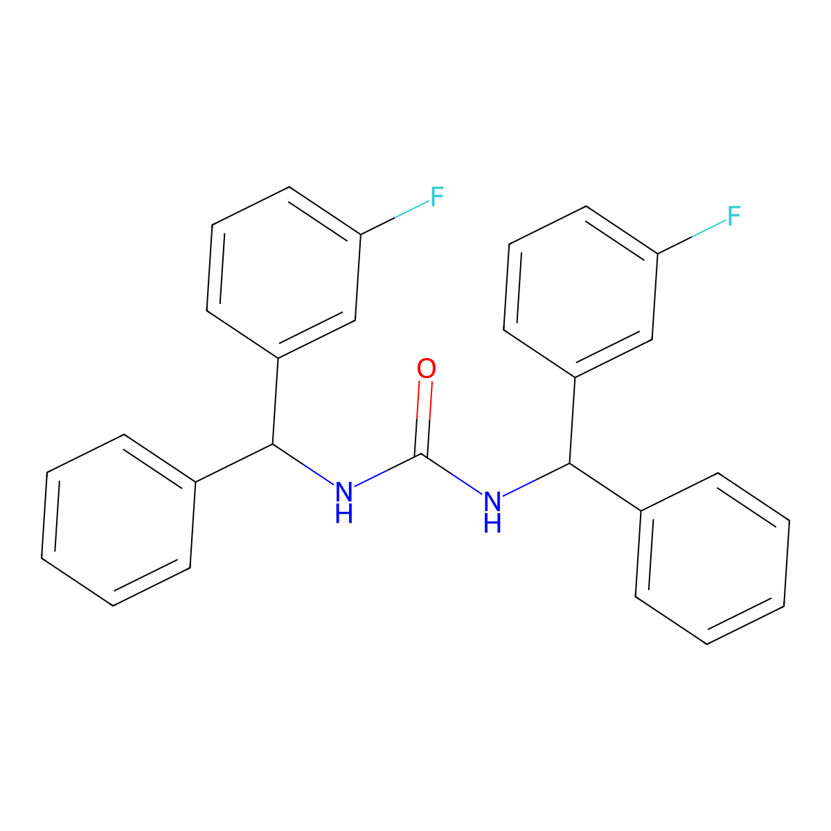 Urea, N,N'-bis((3-fluorophenyl)phenylmethyl)- molecular structure, CAS 160807-81-8