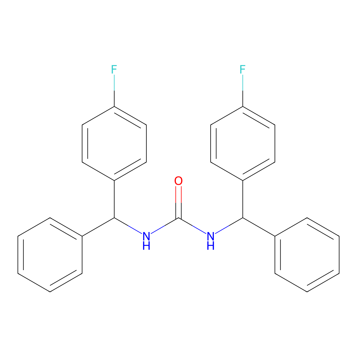 Urea, N,N'-bis((4-fluorophenyl)phenylmethyl)- molecular structure, CAS 160807-82-9