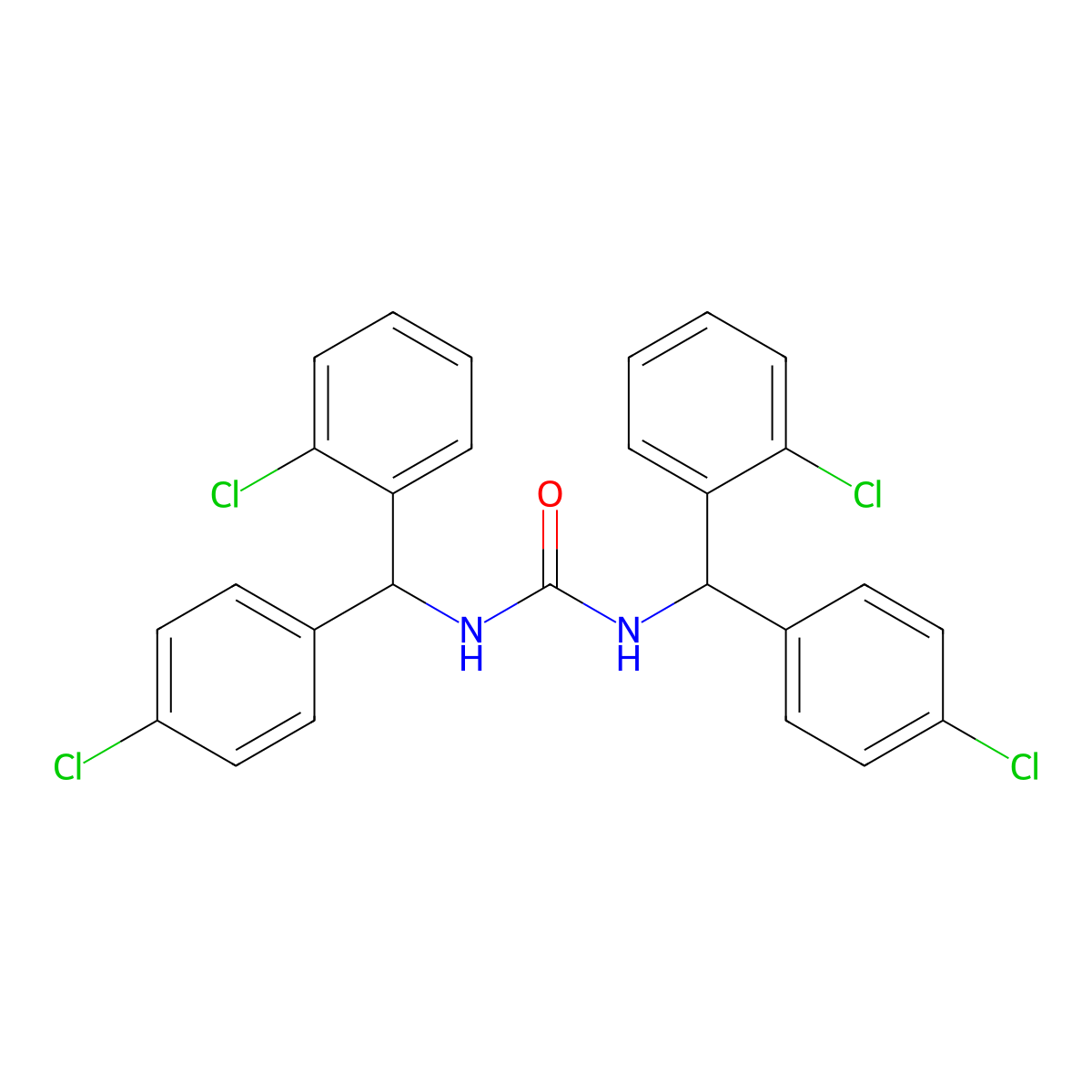 Urea, N,N'-bis((2-chlorophenyl)(4-chlorophenyl)methyl)- molecular structure, CAS 160807-92-1