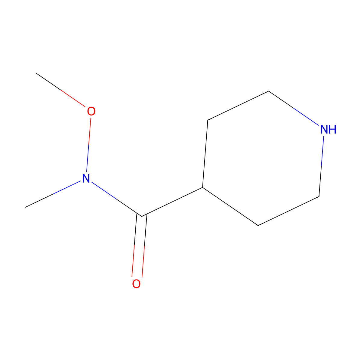 N-methoxy-N-methylpiperidine-4-carboxamide molecular structure, CAS 160809-37-0