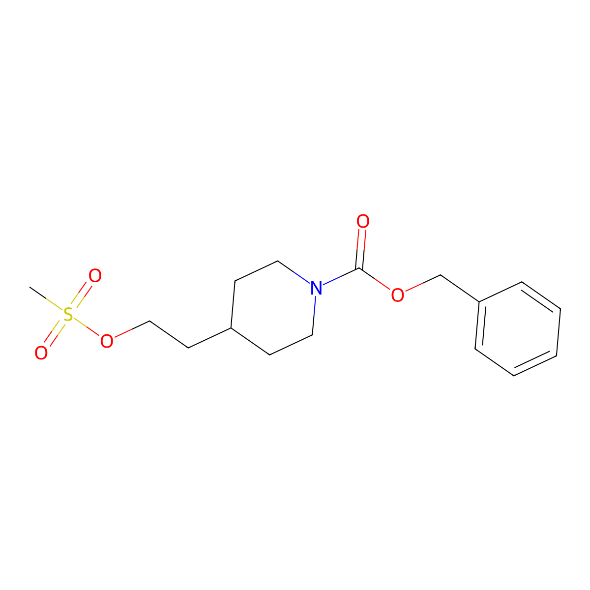 Benzyl 4-(2-((methylsulfonyl)oxy)ethyl)piperidine-1-carboxylate molecular structure, CAS 160809-42-7