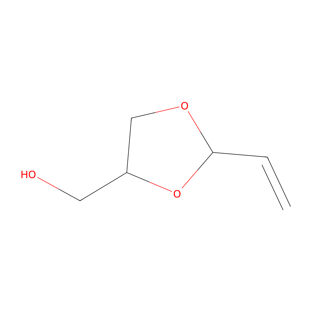 1,3-Dioxolane-4-methanol, 2-ethenyl-, trans- molecular structure, CAS 16081-27-9