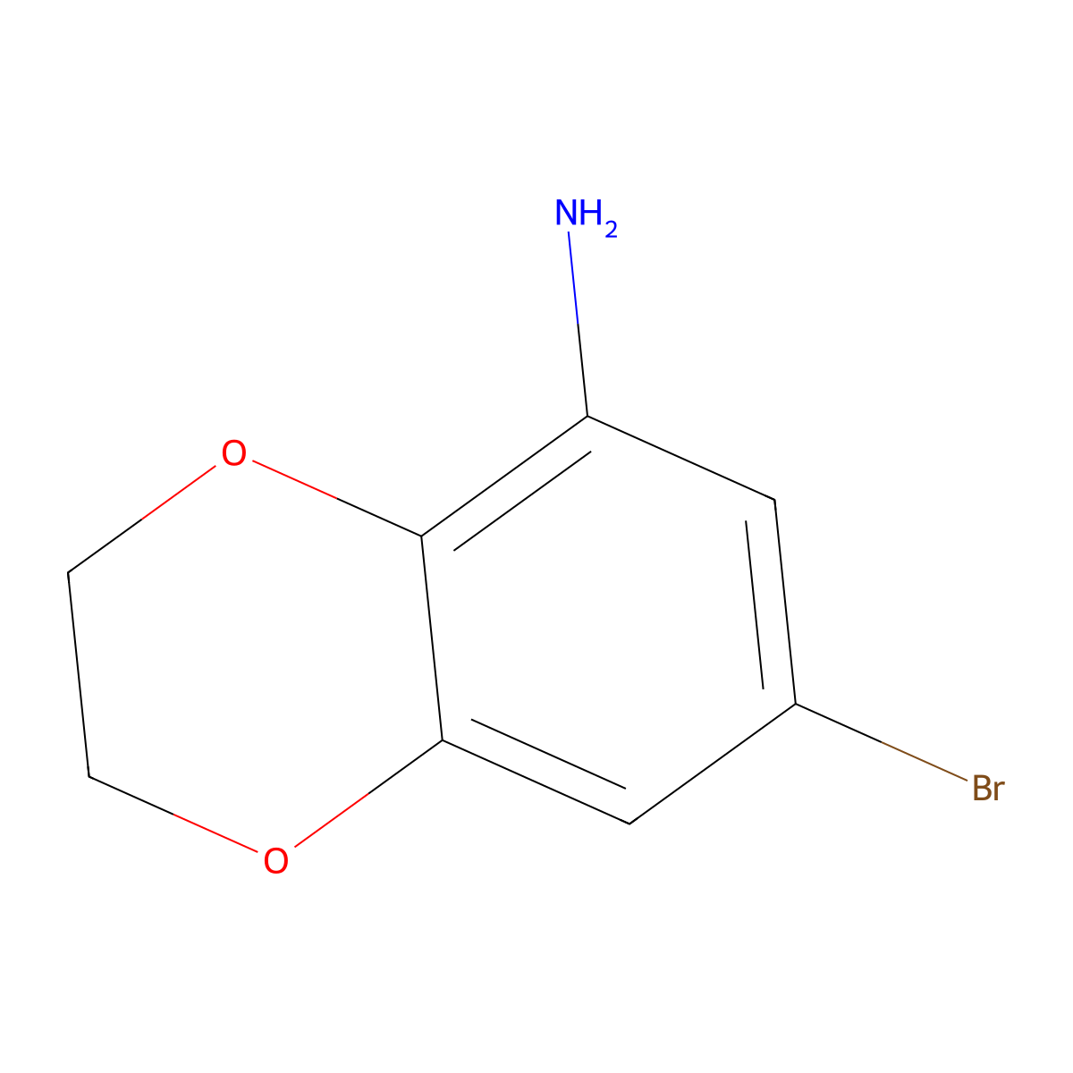 7-Bromo-2,3-dihydrobenzo[1,4]dioxin-5-ylamine molecular structure, CAS 16081-47-3