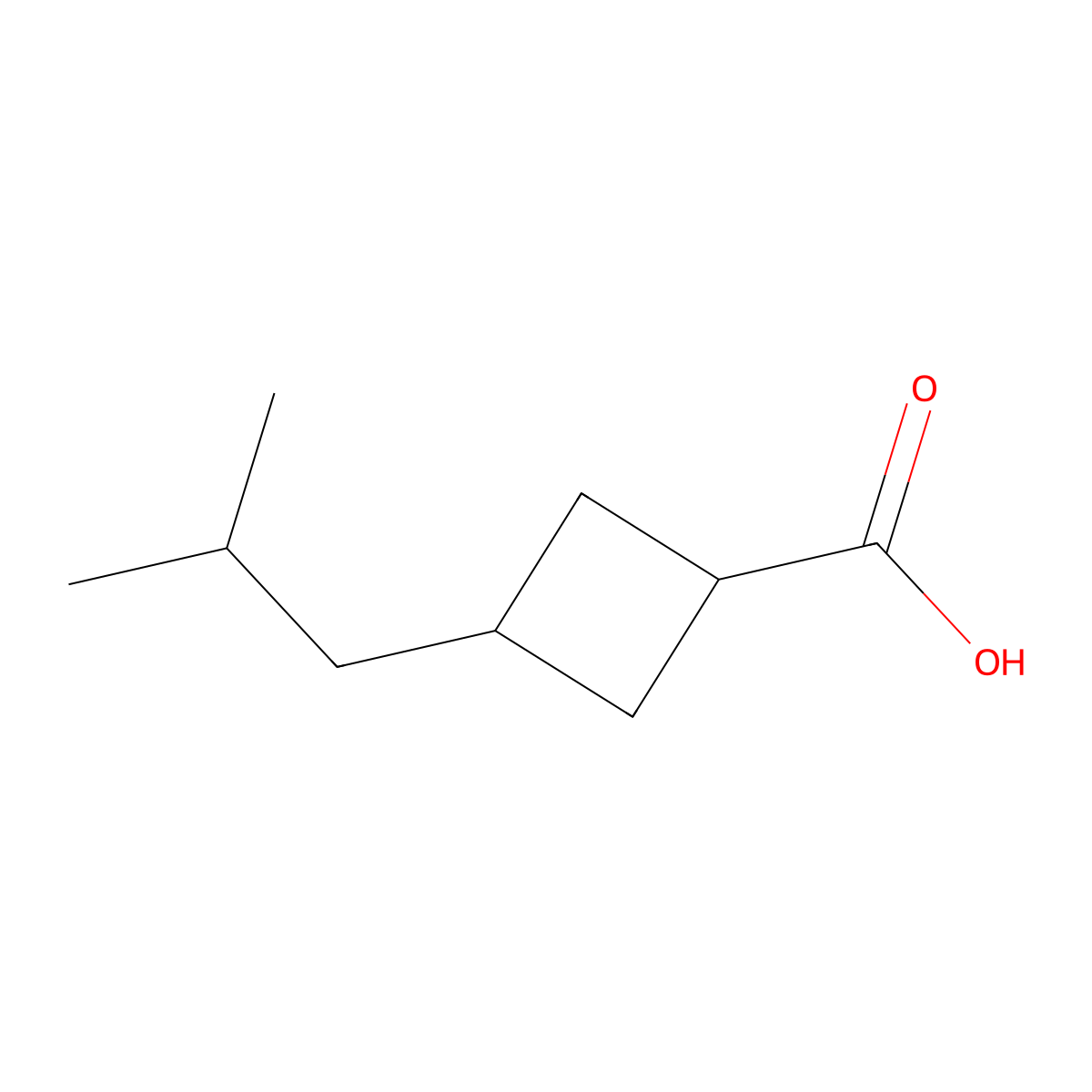 cis-3-Isobutylcyclobutane carboxylic acid molecular structure, CAS 1608141-91-8