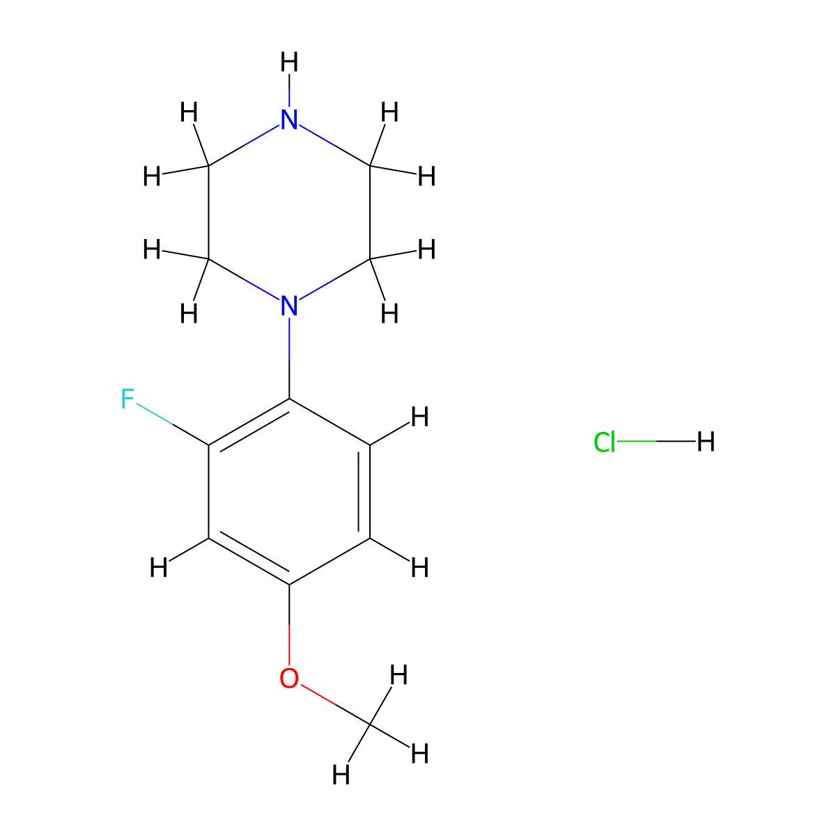 1-(2-Fluoro-4-methoxyphenyl)piperazine hydrochloride molecular structure, CAS 1608156-93-9