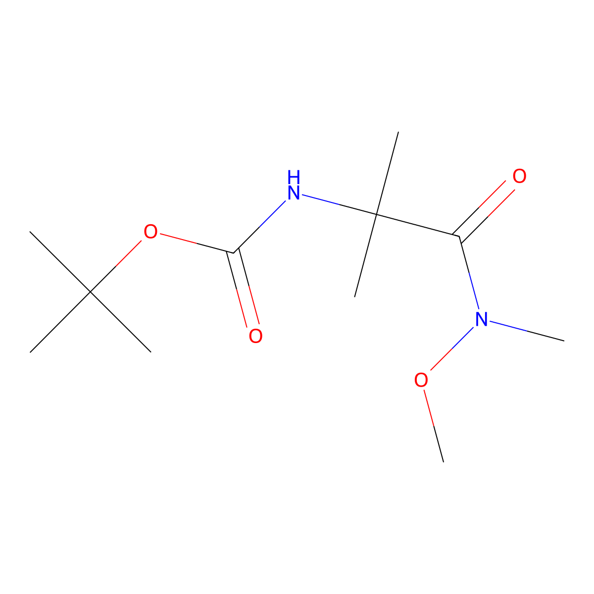 Tert-butyl (1-(methoxy(methyl)amino)-2-methyl-1-oxopropan-2-YL)carbamate molecular structure, CAS 160816-27-3