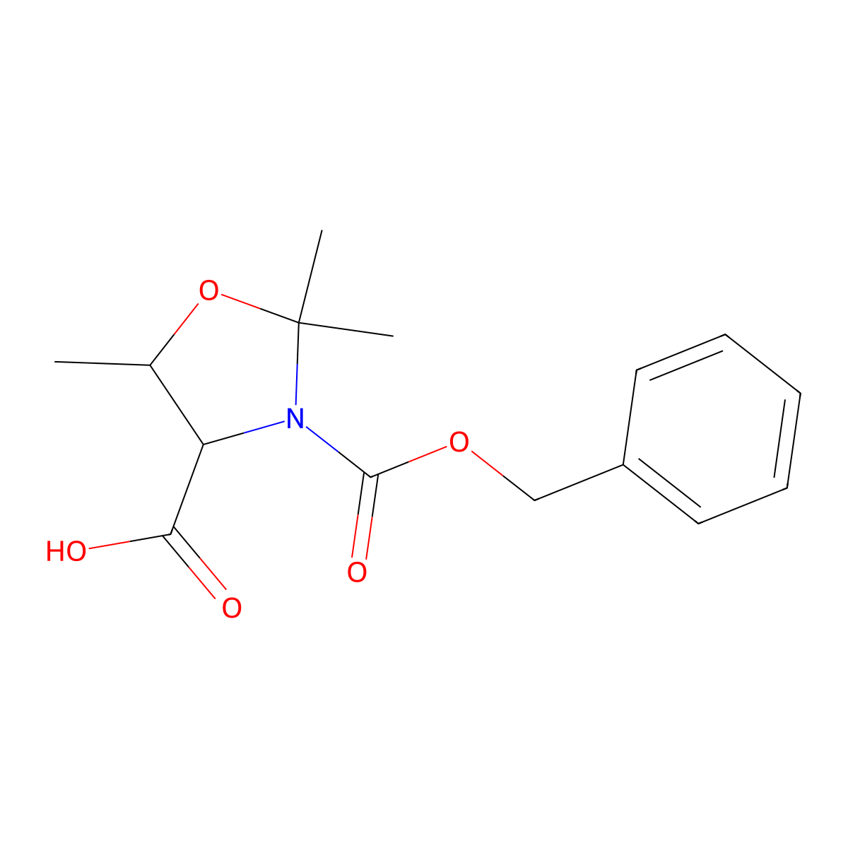 (4S,5R)-3-[(benzyloxy)carbonyl]-2,2,5-trimethyl-1,3-oxazolidine-4-carboxylic acid molecular structure, CAS 160821-18-1