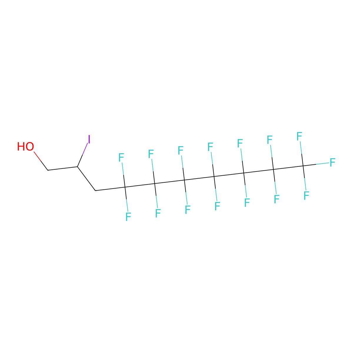 4,4,5,5,6,6,7,7,8,8,9,9,10,10,10-Pentadecafluoro-2-iododecan-1-ol molecular structure, CAS 16083-64-0