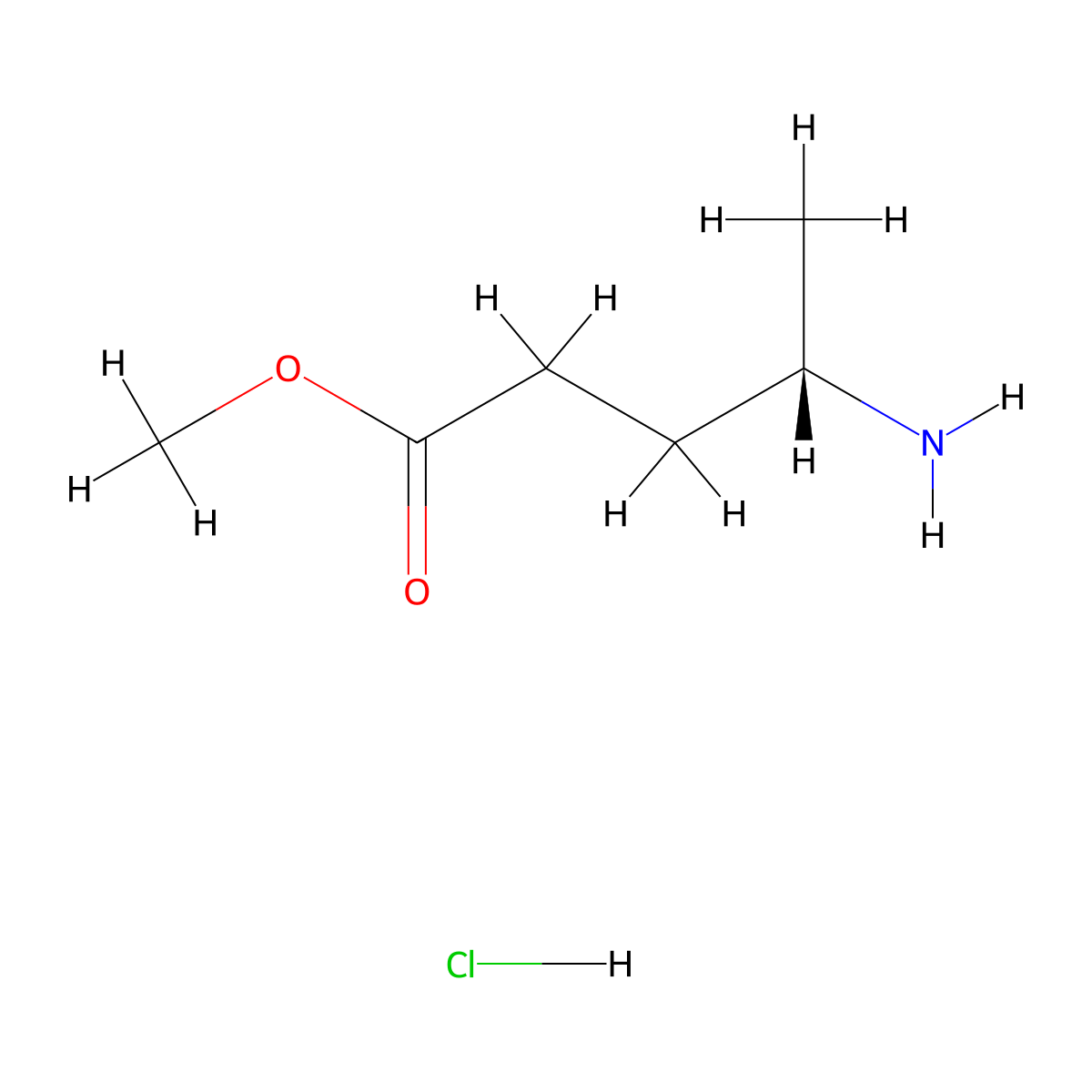 methyl (4S)-4-aminopentanoate hydrochloride molecular structure, CAS 1608459-14-8