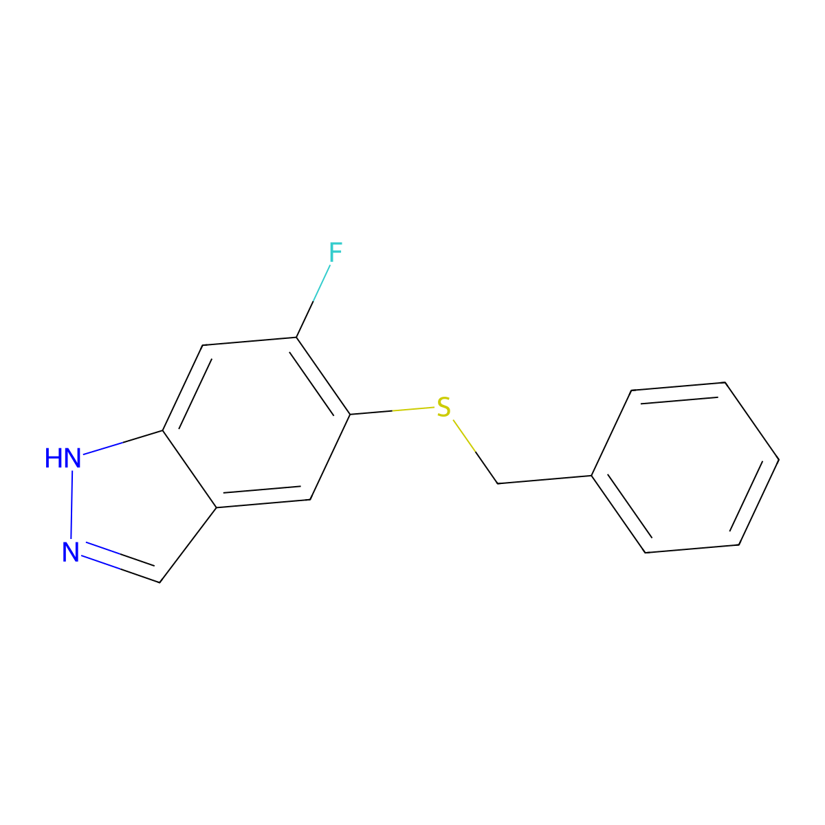 5-(benzylthio)-6-fluoro-1H-indazole molecular structure, CAS 1608480-95-0