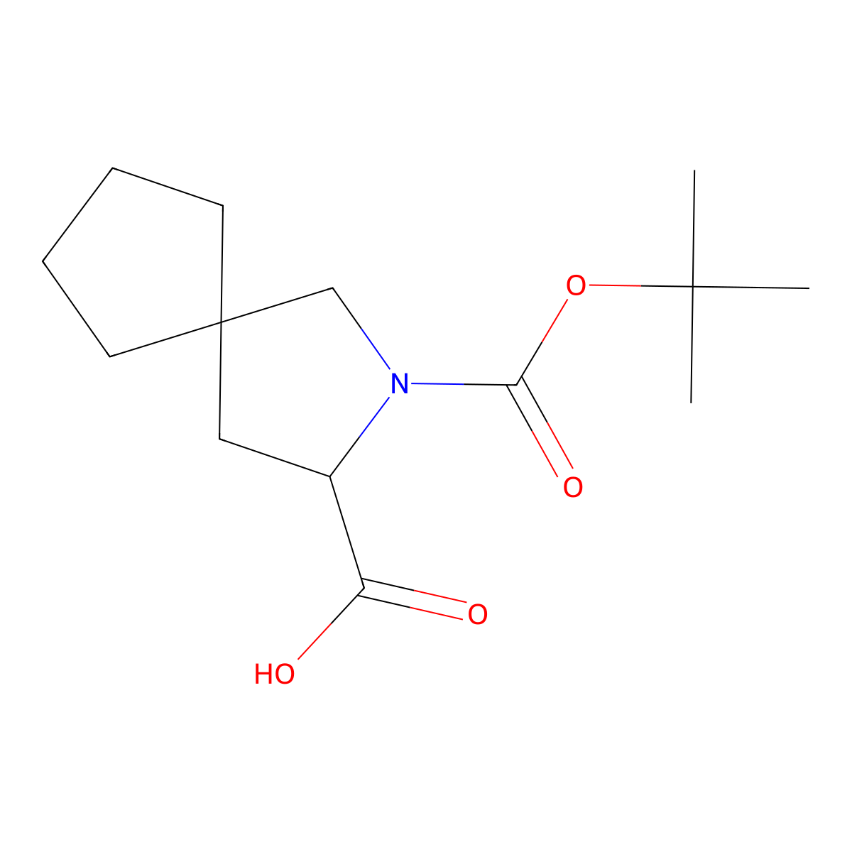 (S)-2-(tert-Butoxycarbonyl)-2-azaspiro[4.4]nonane-3-carboxylic acid molecular structure, CAS 1608495-27-7