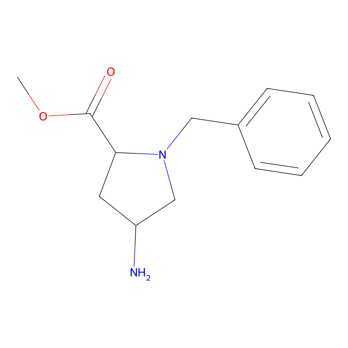 Methyl (2S,4R)-4-amino-1-benzylpyrrolidine-2-carboxylate molecular structure, CAS 1608499-25-7