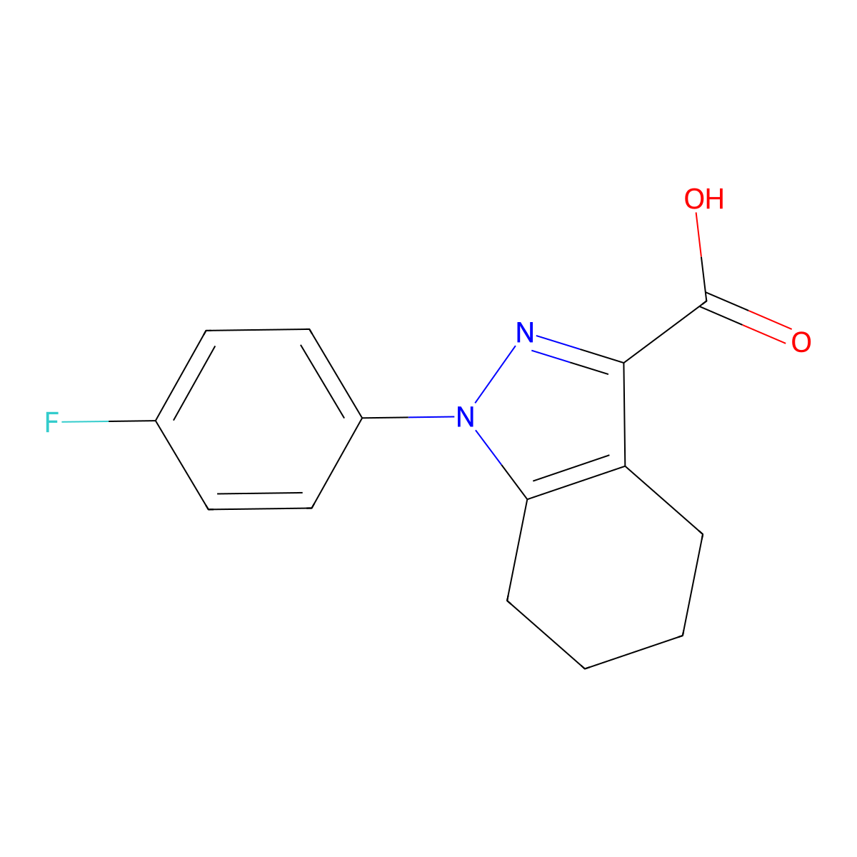 1-(4-fluorophenyl)-4,5,6,7-tetrahydro-1H-indazole-3-carboxylic acid molecular structure, CAS 160850-80-6