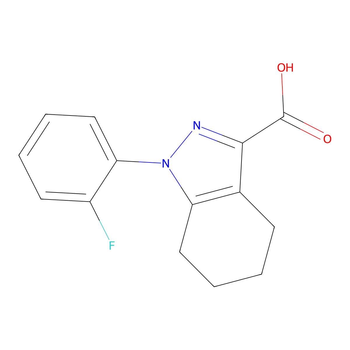 1-(2-Fluorophenyl)-4,5,6,7-tetrahydro-1H-indazole-3-carboxylic acid molecular structure, CAS 160850-84-0