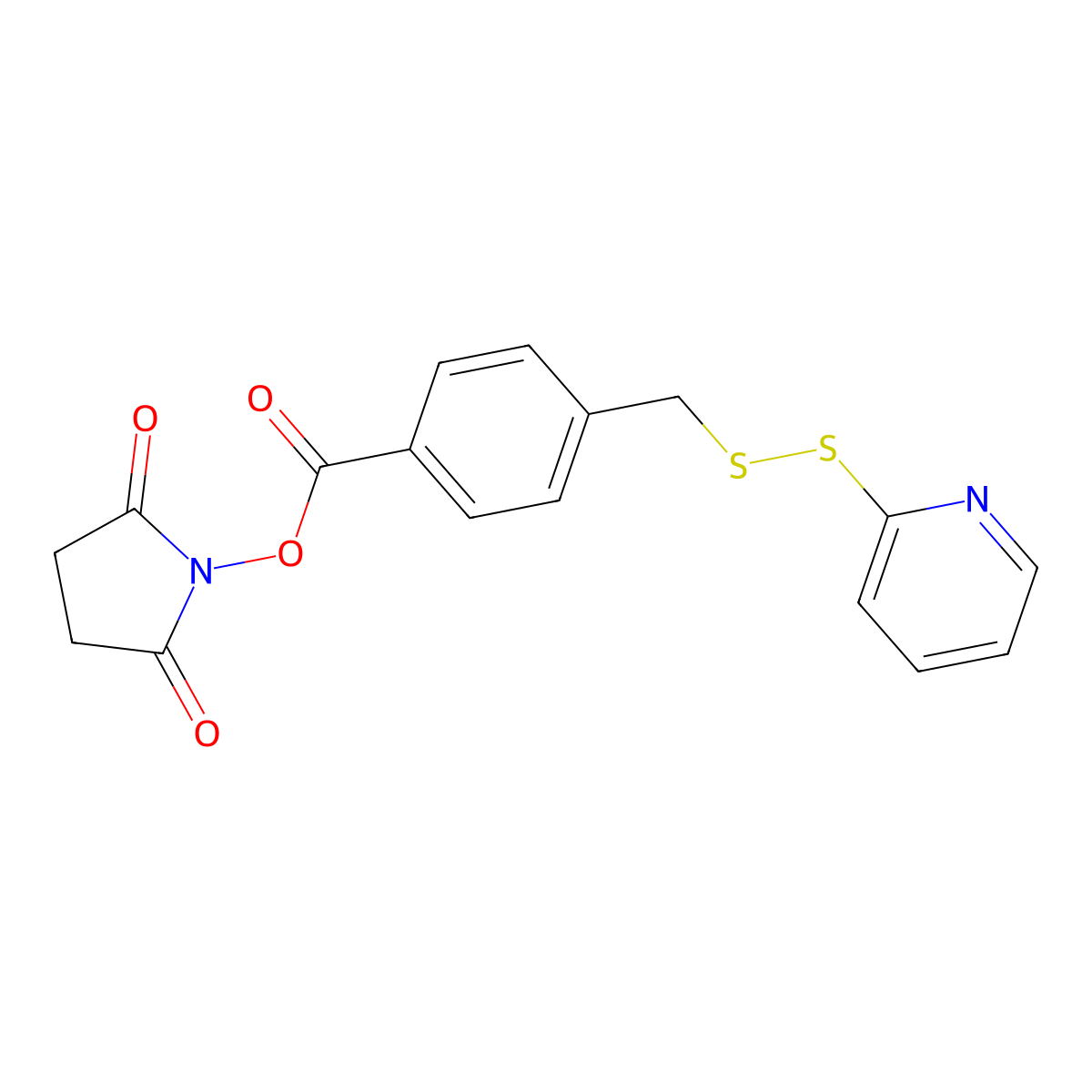 4-Succinimidyl-oxycarbonyl-alpha-(2-pyridyldithio)toluene molecular structure, CAS 160854-54-6
