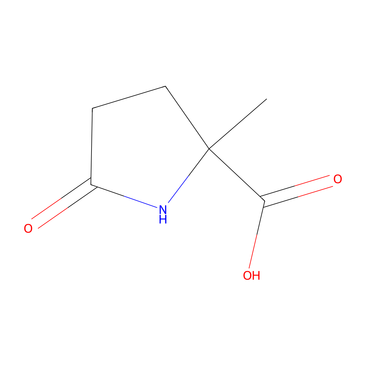 (2S)-2-methyl-5-oxopyrrolidine-2-carboxylic acid molecular structure, CAS 160867-99-2