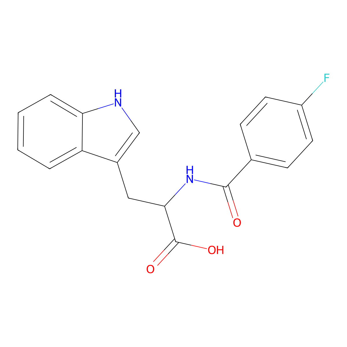 rel-(2R)-2-[(4-fluorophenyl)formamido]-3-(1H-indol-3-yl)propanoicacid molecular structure, CAS 1608758-53-7