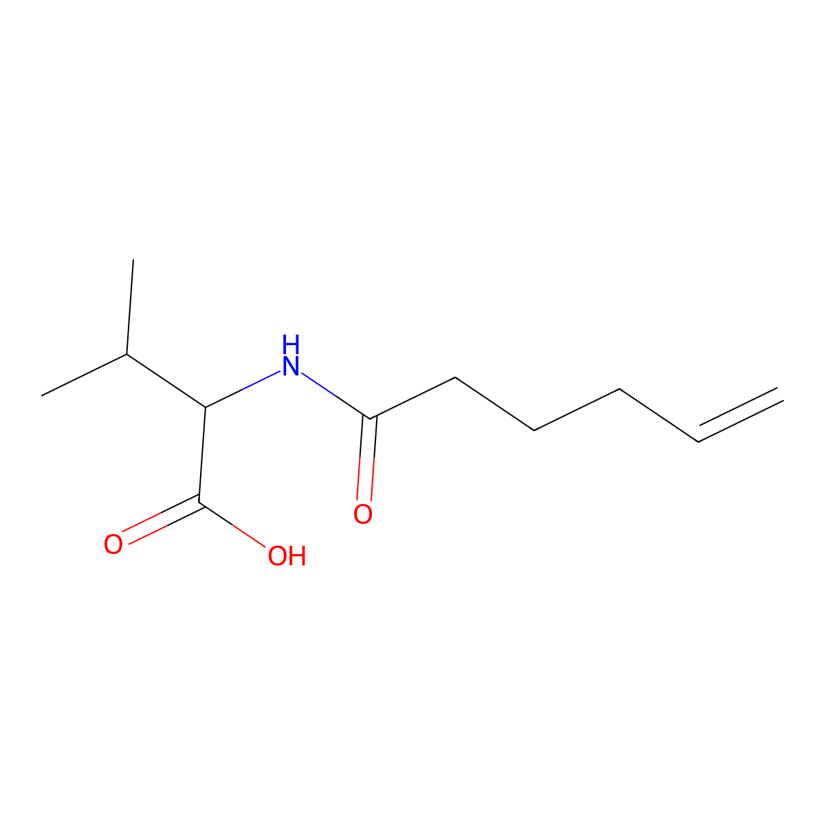 (2S)-2-(hex-5-enamido)-3-methylbutanoic acid molecular structure, CAS 1608762-58-8