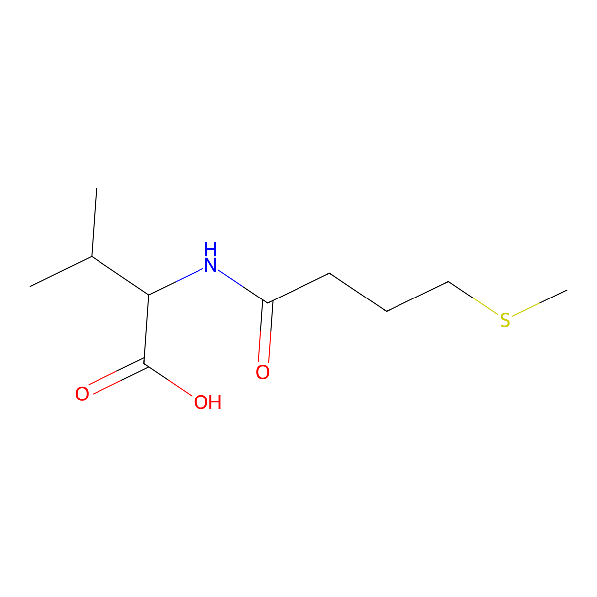 (2S)-3-methyl-2-(4-(methylsulfanyl)butanamido)butanoic acid molecular structure, CAS 1608817-19-1