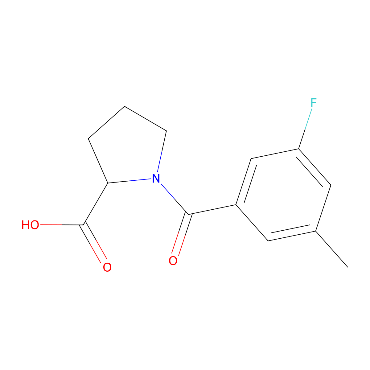 (2S)-1-(3-fluoro-5-methylbenzoyl)pyrrolidine-2-carboxylic acid molecular structure, CAS 1608820-93-4