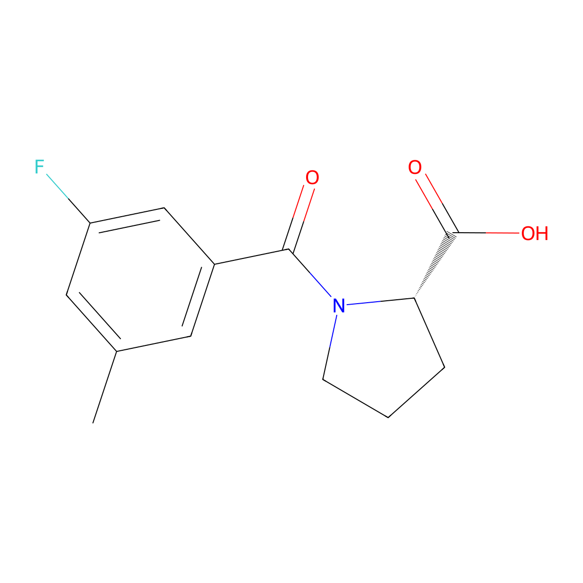 (2S)-1-(3-fluoro-5-methylbenzoyl)pyrrolidine-2-carboxylic acid molecular structure, CAS 1608820-93-4