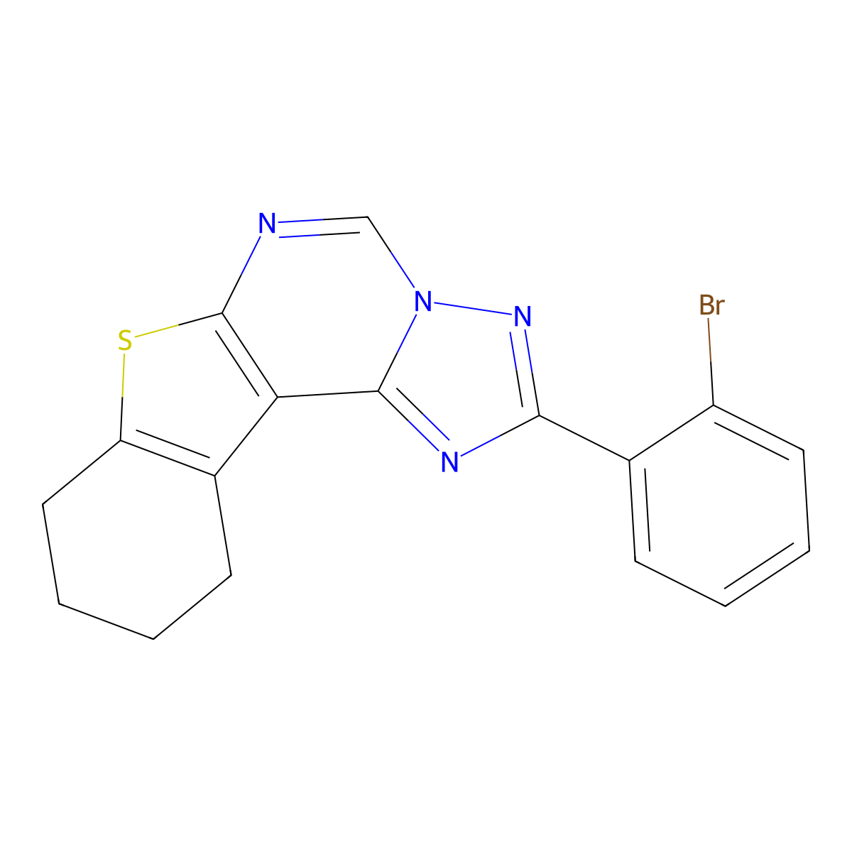 2-(2-Bromophenyl)-8,9,10,11-tetrahydro[1]benzothieno[3,2-e][1,2,4]triazolo[1,5-c]pyrimidine molecular structure, CAS 160887-18-3