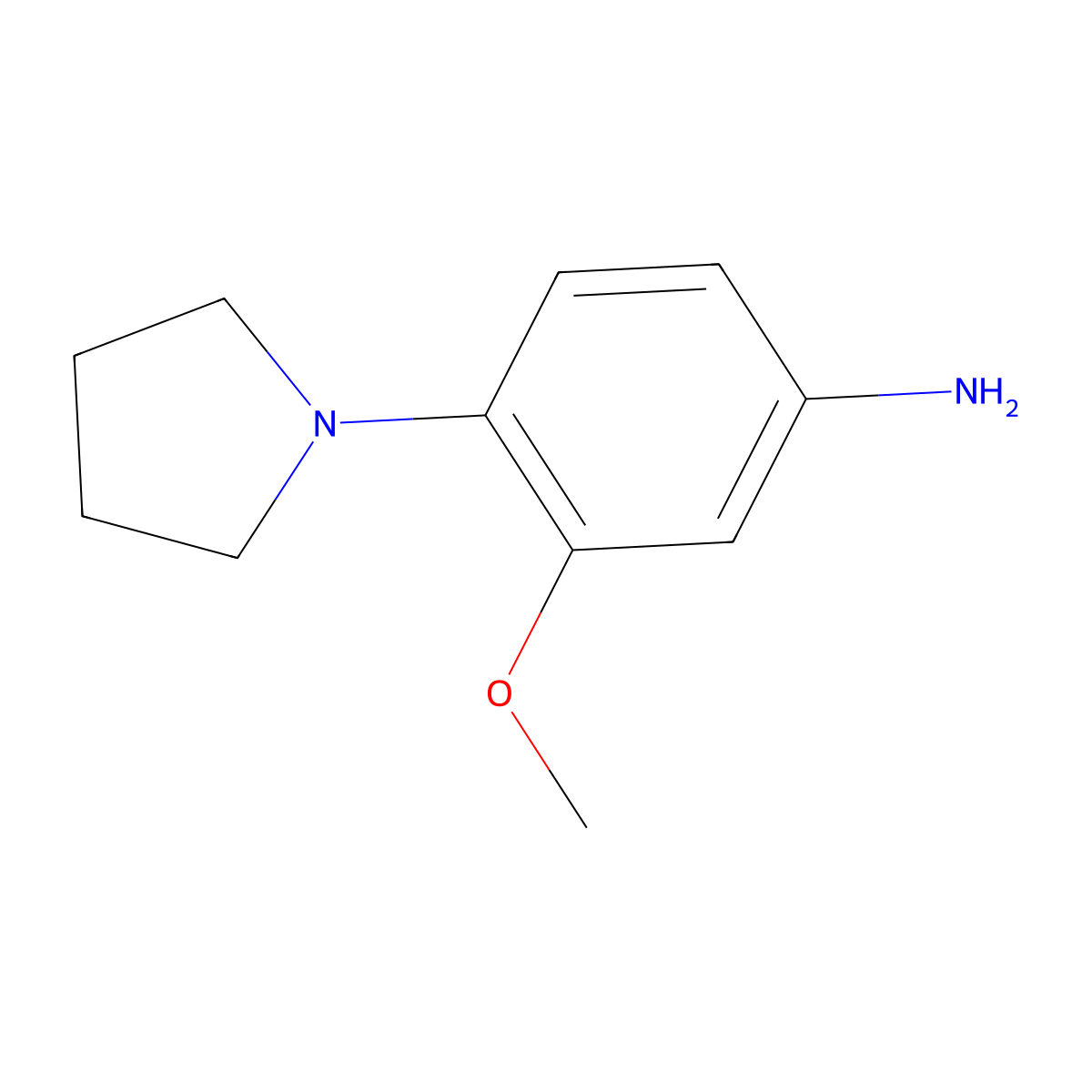 Benzenamine, 3-methoxy-4-(1-pyrrolidinyl)- molecular structure, CAS 16089-42-2