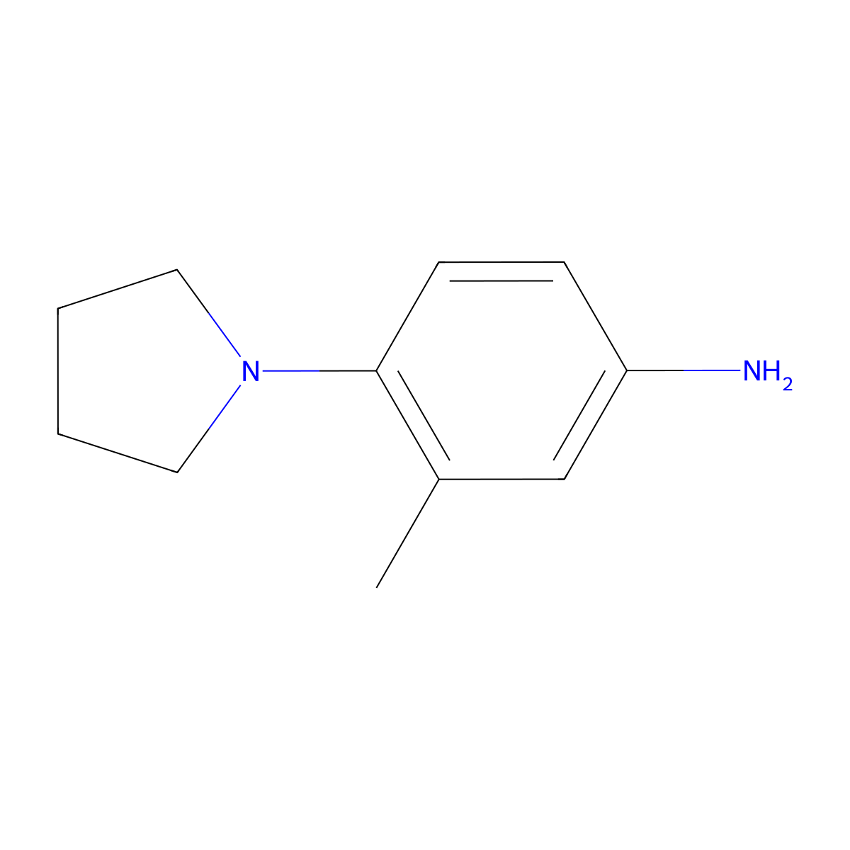 Benzenamine, 3-methyl-4-(1-pyrrolidinyl)- molecular structure, CAS 16089-43-3