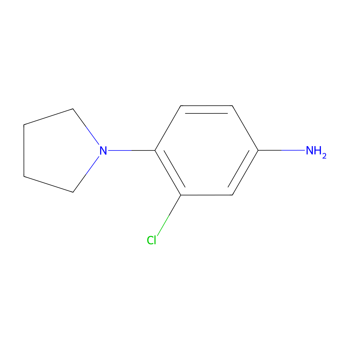 3-Chloro-4-(1-pyrrolidinyl)benzenamine molecular structure, CAS 16089-44-4